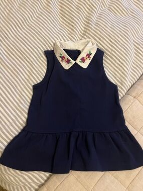 NWOT Janie and Jack 100% Cotton Peplum Embroidered Collar Spring Shirt Size 5